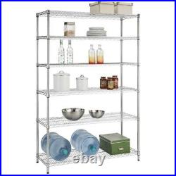 6-Tier Commercial Grade Heavy Duty Steel Wire Shelving Unit In Chrome