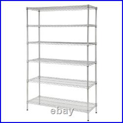6-Tier Commercial Grade Heavy Duty Steel Wire Shelving Unit In Chrome 48 In. W
