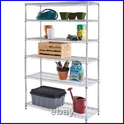 6-Tier Commercial Grade Heavy Duty Steel Wire Shelving Unit In Chrome 48 In. W