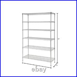 6-Tier Commercial Grade Heavy Duty Steel Wire Shelving Unit In Chrome 48 In. W