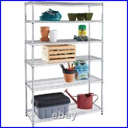 6-Tier Commercial Grade Heavy Duty Steel Wire Shelving Unit In Chrome 48 In. W