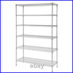 6-Tier Commercial Grade Heavy Duty Steel Wire Shelving Unit In Chrome 48 W X