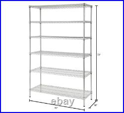 6-Tier Commercial Grade Heavy Duty Steel Wire Shelving Unit Shelf Storage Metal