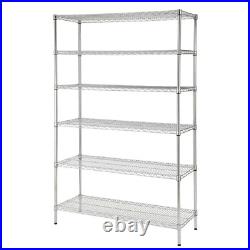 6-Tier Commercial Grade Heavy Duty Steel Wire Shelving Unit in Chrome 48 In. W