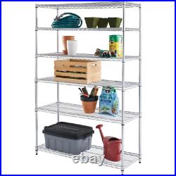 6-Tier Commercial Grade Heavy Duty Steel Wire Shelving Unit in Chrome 48 In. W