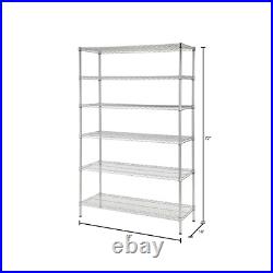 6-Tier Commercial Grade Heavy Duty Steel Wire Shelving Unit in Chrome 48 In. W