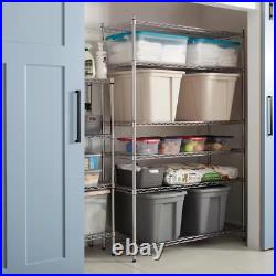 6-Tier Commercial Grade Heavy Duty Steel Wire Shelving Unit in Chrome 48 In. W