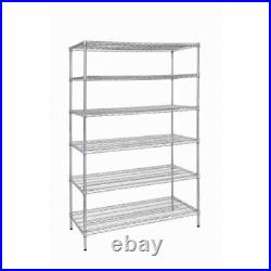 6-Tier Commercial Grade Heavy Duty Steel Wire Shelving Unit in Chrome 48 in. W