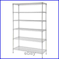 6-Tier Commercial Grade Heavy Duty Steel Wire Shelving Unit in Chrome 48 in. W