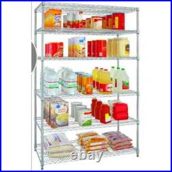 6-Tier Commercial Grade Heavy Duty Steel Wire Shelving Unit in Chrome 48 in. W