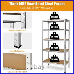 72 Heavy Duty Steel 5 Level Garage Shelf Storage Adjustable Shelves Sliver