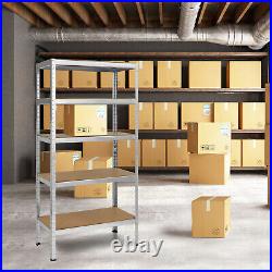 72 Heavy Duty Steel 5 Level Garage Shelf Storage Adjustable Shelves silver