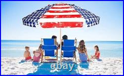 7.5ft Heavy Duty HIGH Wind Beach Umbrella Commercial Grade 230cm Flag Blue/Red