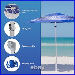 8Ft Heavy Duty High Wind Commercial Grade Patio Beach Umbrella with Separate San