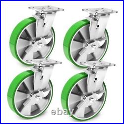 8 Inch Heavy Duty Industrial Grade Caster Set of 4 8IN / Swivel & Brakes