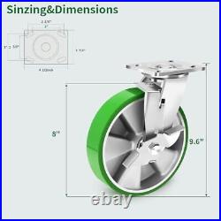 8 Inch Heavy Duty Industrial Grade Caster Set of 4 8IN / Swivel & Brakes