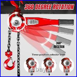BIG RED Manual Lever Chain Hoist, 3 Ton, G80 Grade Steel, 2 Heavy Duty Hooks