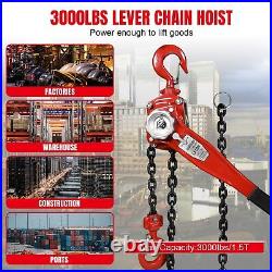 BIG RED Manual Lever Chain Hoist, 3 Ton, G80 Grade Steel, 2 Heavy Duty Hooks
