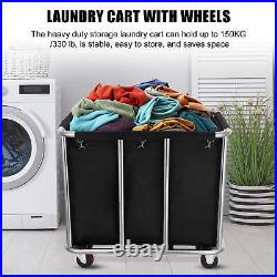 Black Commercial-Grade Heavy-Duty XL Canvas Laundry Hamper on Wheels