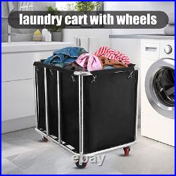 Black Commercial-Grade Heavy-Duty XL Canvas Laundry Hamper on Wheels