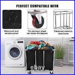 Black Commercial-Grade Heavy-Duty XL Canvas Laundry Hamper on Wheels