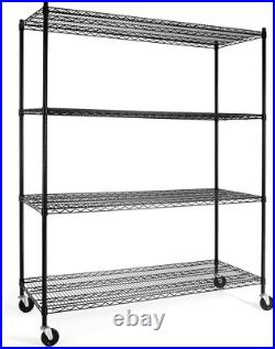 CAPHAUS 4-Tier Commercial Grade Heavy Duty Adjustable Height Wire Shelving WithWhe