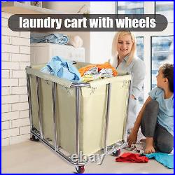 Classics Commercial-Grade Heavy-Duty XL Canvas Laundry Hamper on Wheels