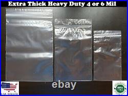 Clear HEAVY-DUTY 4-Mil & 6-Mil Reclosable Plastic Zipper Lock Zip Seal Top Bags