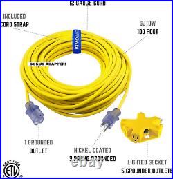 Clear Power 100 Ft 12/3 SJTOW Extra Heavy Duty Contractor Grade Extension Cord