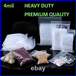 Clear Reclosable Zip Seal 4Mil Lock Top Bags Heavy Duty Plastic 4 Mil Baggies