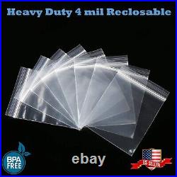 Clear Reclosable Zip Seal Bag Plastic 4 Mil Lock Bags Jewelry Zipper Baggie 4Mil