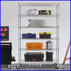 Commercial Grade 6 Tier Adjustable Storage Shelf Heavy Duty Metal Shelf NSF C