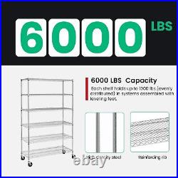 Commercial Grade 6 Tier Adjustable Storage Shelf Heavy Duty Metal Shelf NSF C