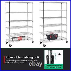 Commercial Grade 6 Tier Adjustable Storage Shelf Heavy Duty Metal Shelf NSF C