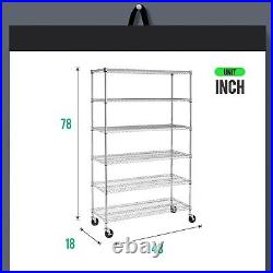 Commercial Grade 6 Tier Adjustable Storage Shelf Heavy Duty Metal Shelf NSF C