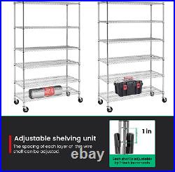 Commercial Grade 6 Tier Adjustable Storage Shelf Heavy Duty Metal Shelf NSF Cert