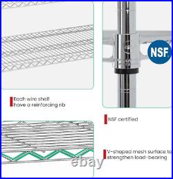 Commercial Grade 6 Tier Adjustable Storage Shelf Heavy Duty Metal Shelf NSF Cert