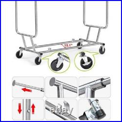 Commercial Grade Collapsible Double Rack Clothing Garment heavy duty with wheels