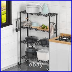 Commercial Grade Heavy Duty Rolling Cart, 4 Tier Metal Shelf for Storage with Wh