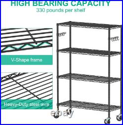 Commercial Grade Heavy Duty Rolling Cart, 4 Tier Metal Shelf for Storage with Wh