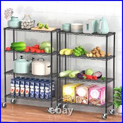 Commercial Grade Heavy Duty Rolling Cart, 4 Tier Metal Shelf for Storage with Wh