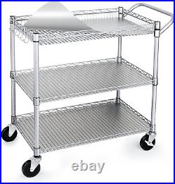 Commercial Grade Heavy Duty Utility Cart 990Lbs Capacity 3 Tier Wire Roll