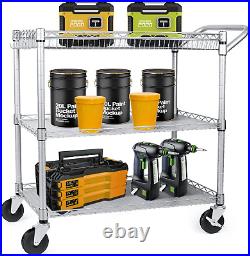 Commercial Grade Heavy Duty Utility Cart 990Lbs Capacity 3 Tier Wire Roll