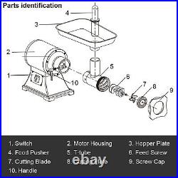 Commercial Grade Meat Grinder Stainless Steel Heavy Duty 1.5HP 1100W 550LB/h