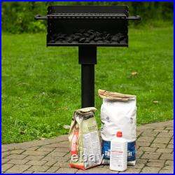 Commercial Grade Park Grill Heavy-Duty Steel with Cooking Grate, 360° Swivel