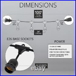 Commercial Grade SJTW E26 Heavy Duty Patio Light Stringer with Suspended Drops