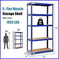 Costway 4 72 Heavy Duty Storage Shelf Steel Garage Rack 5 Level Adjustable Blue