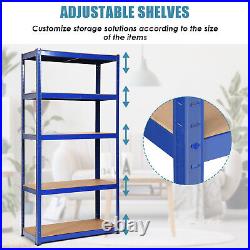 Costway 4 72 Heavy Duty Storage Shelf Steel Garage Rack 5 Level Adjustable Blue