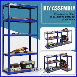 Costway 4 72 Heavy Duty Storage Shelf Steel Garage Rack 5 Level Adjustable Blue