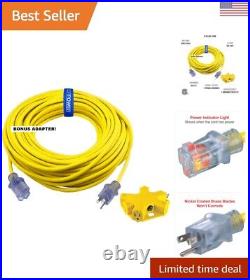Extra Heavy Duty Contractor Grade Extension Cord 100 ft, 5 Outlet Adapter C